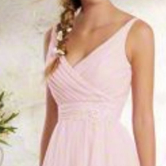 Sample Blush Bridesmaid Dress, Aline Flowy Short Formal Pageant Prom Mother - Picture 2 of 14